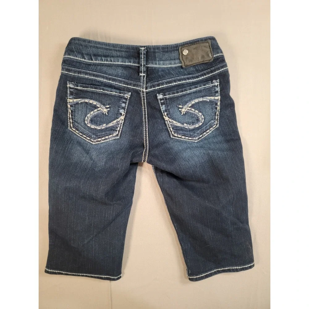 Silver Jeans Co Suki Bermuda Shorts Womens 27 Dark Wash Thick Stitch Denim